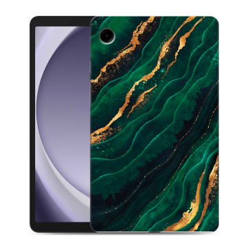 Силиконовый чехол на планшета Samsung Galaxy Tab A9 с принтом Мрамор зеленое золото