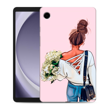 Силиконовый чехол на планшета Samsung Galaxy Tab A9 с принтом Девушка и букет