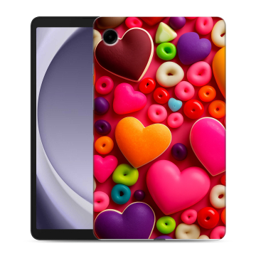 Силиконовый чехол на планшета Samsung Galaxy Tab A9 с принтом Сердечки