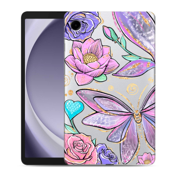 Силиконовый чехол на Samsung Galaxy Tab A9 с принтом Бабочки и цветы