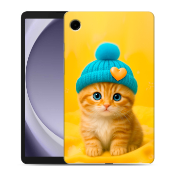 Силиконовый чехол на Samsung Galaxy Tab A9 с принтом Котенок в шапке