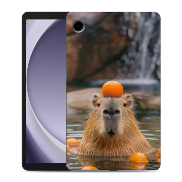 Силиконовый чехол на Samsung Galaxy Tab A9 с принтом Капибара с апельсином