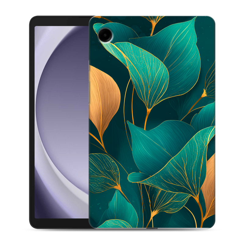 Силиконовый чехол на Samsung Galaxy Tab A9 с принтом Листья и золото Силиконовый чехол на Samsung Galaxy Tab A9 с принтом Листья и золото