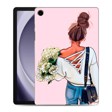 Силиконовый чехол на планшета Samsung Galaxy Tab A9 Plus с принтом Девушка и букет Силиконовый чехол на планшета Samsung Galaxy Tab A9 Plus с принтом Девушка и букет