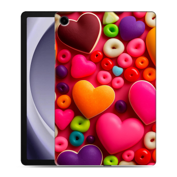 Силиконовый чехол на планшета Samsung Galaxy Tab A9 Plus с принтом Сердечки Силиконовый чехол на планшета Samsung Galaxy Tab A9 Plus с принтом Сердечки