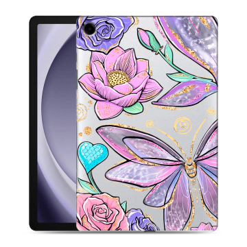 Силиконовый чехол на Samsung Galaxy Tab A9 Plus с принтом Бабочки и цветы