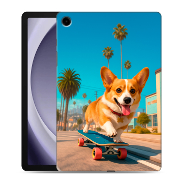 Силиконовый чехол на Samsung Galaxy Tab A9 Plus с принтом Корги на скейте