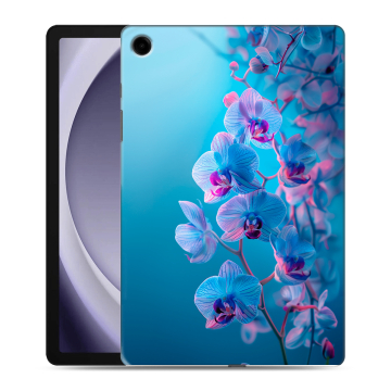Силиконовый чехол на Samsung Galaxy Tab A9 Plus с принтом голубые орхидеи