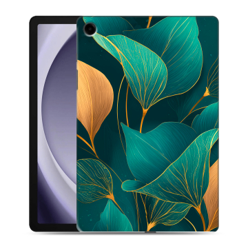 Силиконовый чехол на Samsung Galaxy Tab A9 Plus с принтом Листья и золото Силиконовый чехол на Samsung Galaxy Tab A9 Plus с принтом Листья и золото