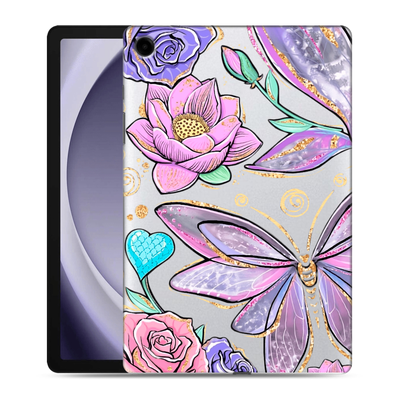 Силиконовый чехол на Samsung Galaxy Tab A9 Plus с принтом Бабочки и цветы Силиконовый чехол на Samsung Galaxy Tab A9 Plus с принтом Бабочки и цветы