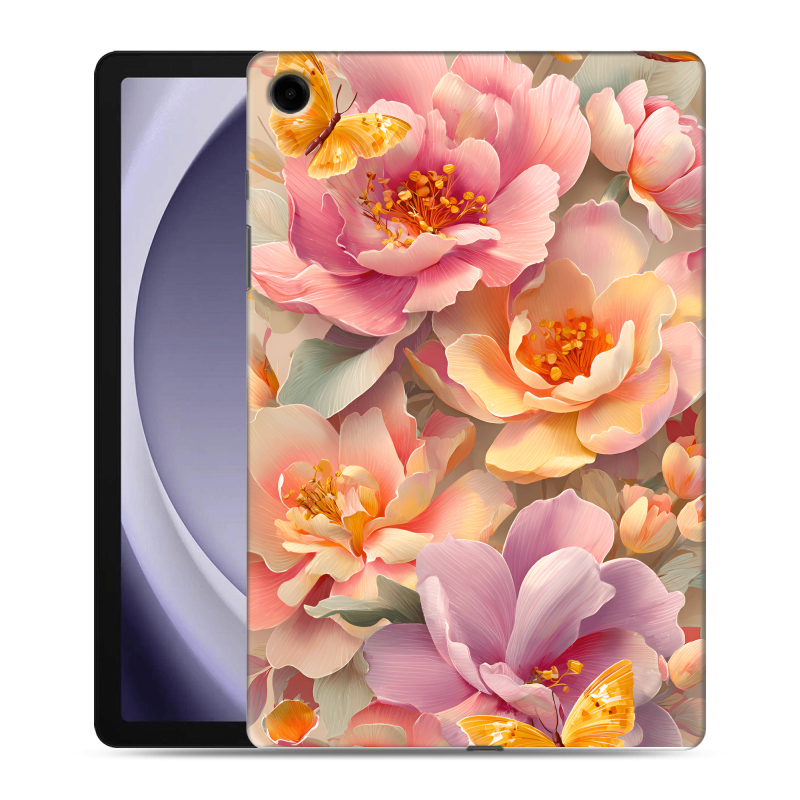 Силиконовый чехол на Samsung Galaxy Tab A9 Plus с принтом Цветы и бабочки Силиконовый чехол на Samsung Galaxy Tab A9 Plus с принтом Цветы и бабочки