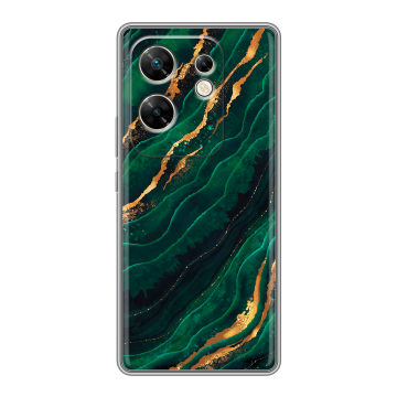 Силиконовый чехол на Infinix Zero 30 4G с принтом Мрамор зеленое золото