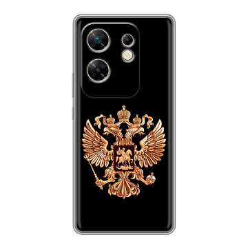 Силиконовый чехол на Infinix Zero 30 4G с принтом Герб России золотой Силиконовый чехол на Infinix Zero 30 4G с принтом Герб России золотой