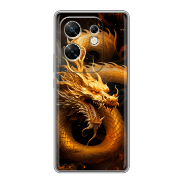 Силиконовый чехол на Infinix Zero 30 4G с принтом Золотой дракон Силиконовый чехол на Infinix Zero 30 4G с принтом Золотой дракон