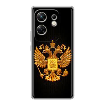 Силиконовый чехол на Infinix Zero 30 4G с принтом Герб России желтый Силиконовый чехол на Infinix Zero 30 4G с принтом Герб России желтый