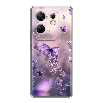 Силиконовый чехол на Infinix Zero 30 4G с принтом бабочки и лаванда Силиконовый чехол на Infinix Zero 30 4G с принтом бабочки и лаванда