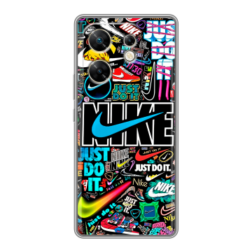 Силиконовый чехол на Infinix Zero 30 4G с принтом найк nike черный Силиконовый чехол на Infinix Zero 30 4G с принтом найк nike черный