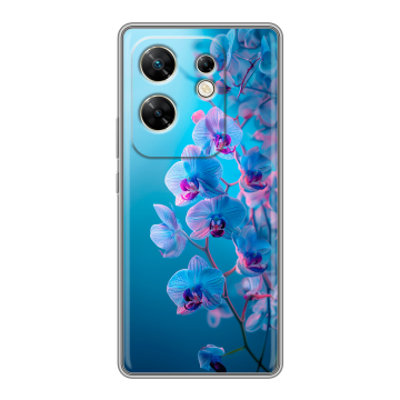 Силиконовый чехол на Infinix Zero 30 4G с принтом голубые орхидеи Силиконовый чехол на Infinix Zero 30 4G с принтом голубые орхидеи