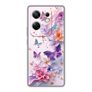 Силиконовый чехол на Infinix Zero 30 4G с принтом цветы бабочки Силиконовый чехол на Infinix Zero 30 4G с принтом цветы бабочки