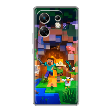 Силиконовый чехол на Infinix Zero 30 4G с принтом Майнкрафт Minecraft Силиконовый чехол на Infinix Zero 30 4G с принтом Майнкрафт Minecraft