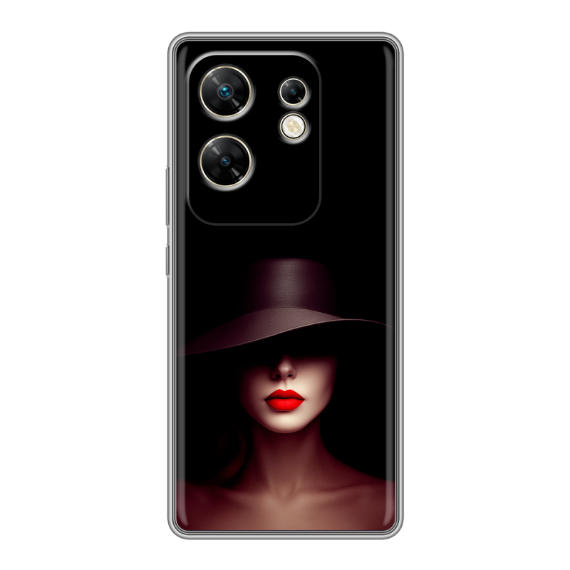 Силиконовый чехол на Infinix Zero 30 4G с принтом Девушка в шляпе Силиконовый чехол на Infinix Zero 30 4G с принтом Девушка в шляпе