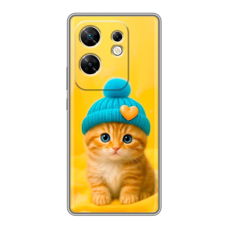 Силиконовый чехол на Infinix Zero 30 4G с принтом Котенок в шапке Силиконовый чехол на Infinix Zero 30 4G с принтом Котенок в шапке