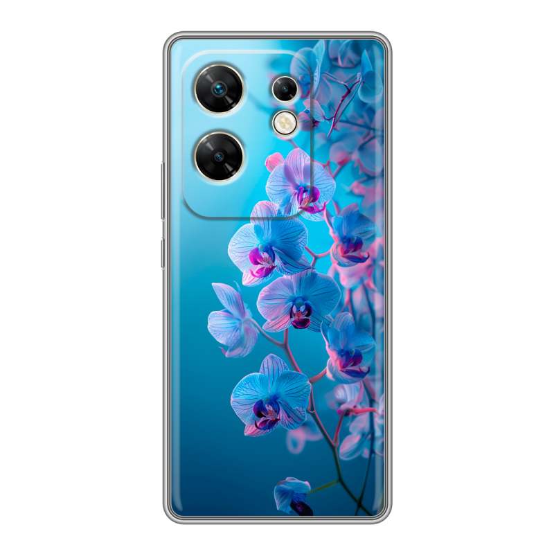 Силиконовый чехол на Infinix Zero 30 4G с принтом голубые орхидеи Силиконовый чехол на Infinix Zero 30 4G с принтом голубые орхидеи