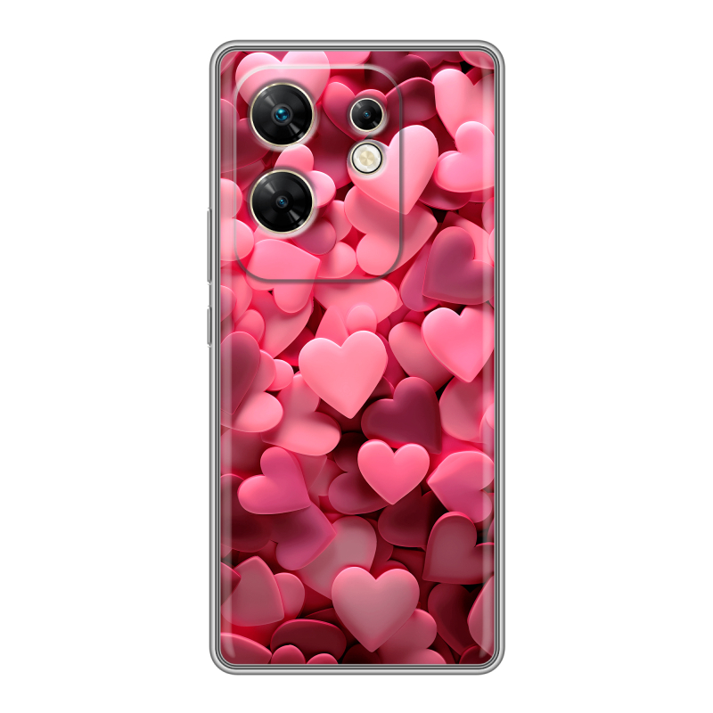 Силиконовый чехол на Infinix Zero 30 4G с принтом розовые сердечки Силиконовый чехол на Infinix Zero 30 4G с принтом розовые сердечки