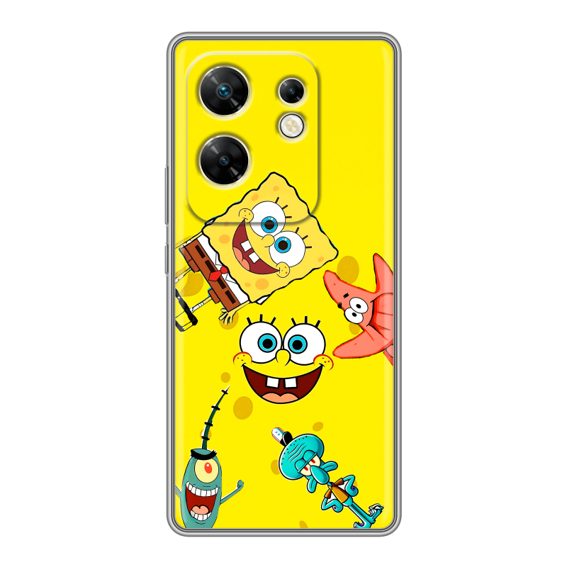 Силиконовый чехол на Infinix Zero 30 4G с принтом Спанч боб Спанчбоб Силиконовый чехол на Infinix Zero 30 4G с принтом Спанч боб Спанчбоб