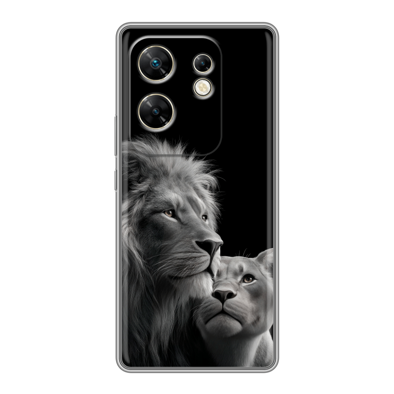 Силиконовый чехол на Infinix Zero 30 4G с принтом Лев кошки Силиконовый чехол на Infinix Zero 30 4G с принтом Лев кошки
