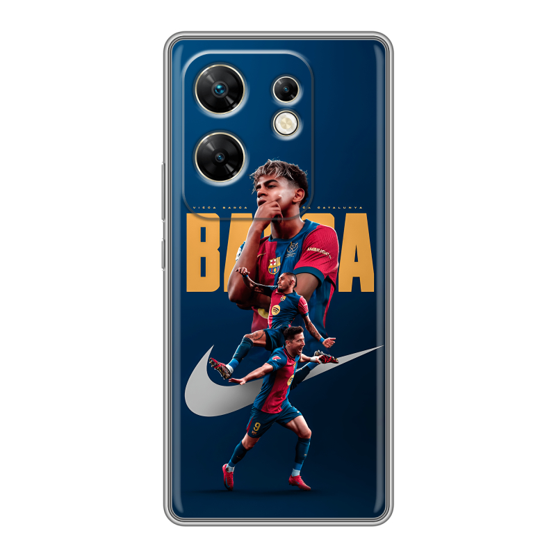 Силиконовый чехол на Infinix Zero 30 4G с принтом Барселона Barca Yamal Силиконовый чехол на Infinix Zero 30 4G с принтом Барселона Barca Yamal