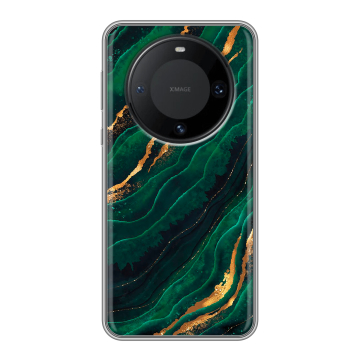 Силиконовый чехол на Huawei Mate 60 Pro с принтом Мрамор зеленое золото Силиконовый чехол на Huawei Mate 60 Pro с принтом Мрамор зеленое золото