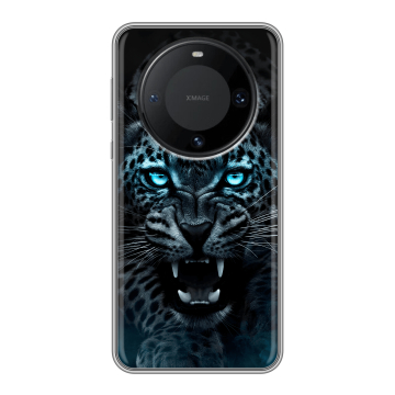 Силиконовый чехол на Huawei Mate 60 Pro с принтом Темный леопард Силиконовый чехол на Huawei Mate 60 Pro с принтом Темный леопард