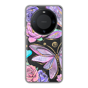 Силиконовый чехол на Huawei Mate 60 Pro с принтом Бабочки и цветы Силиконовый чехол на Huawei Mate 60 Pro с принтом Бабочки и цветы
