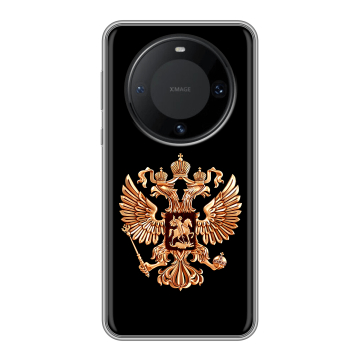 Силиконовый чехол на Huawei Mate 60 Pro с принтом Герб России золотой