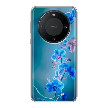 Силиконовый чехол на Huawei Mate 60 Pro с принтом Голубые цветы