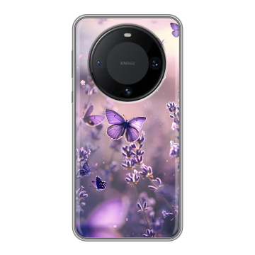Силиконовый чехол на Huawei Mate 60 Pro с принтом бабочки и лаванда Силиконовый чехол на Huawei Mate 60 Pro с принтом бабочки и лаванда