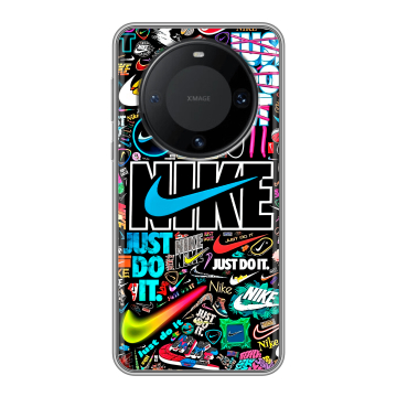 Силиконовый чехол на Huawei Mate 60 Pro с принтом найк nike черный Силиконовый чехол на Huawei Mate 60 Pro с принтом найк nike черный