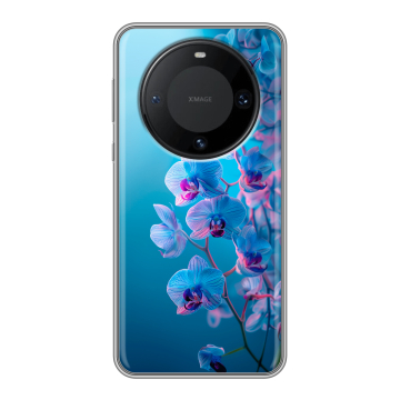 Силиконовый чехол на Huawei Mate 60 Pro с принтом голубые орхидеи Силиконовый чехол на Huawei Mate 60 Pro с принтом голубые орхидеи
