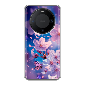 Силиконовый чехол на Huawei Mate 60 Pro с принтом цветы бабочки Силиконовый чехол на Huawei Mate 60 Pro с принтом цветы бабочки