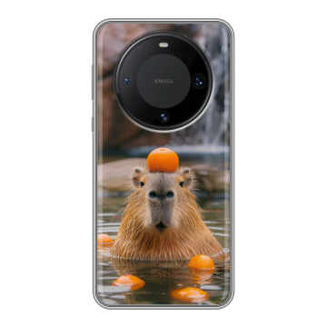 Силиконовый чехол на Huawei Mate 60 Pro с принтом Капибара с апельсином Силиконовый чехол на Huawei Mate 60 Pro с принтом Капибара с апельсином