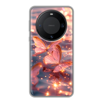 Силиконовый чехол на Huawei Mate 60 Pro с принтом бабочки розовые Силиконовый чехол на Huawei Mate 60 Pro с принтом бабочки розовые