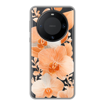 Силиконовый чехол на Huawei Mate 60 Pro с принтом Бежевые цветы