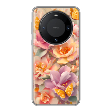Силиконовый чехол на Huawei Mate 60 Pro с принтом Цветы и бабочки