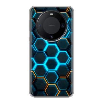 Силиконовый чехол на Huawei Mate 60 Pro с принтом Неоновые соты