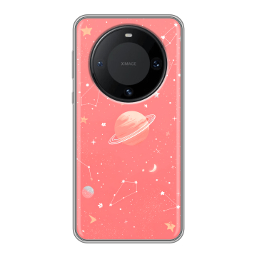 Силиконовый чехол на Huawei Mate 60 Pro с принтом Розовый космос