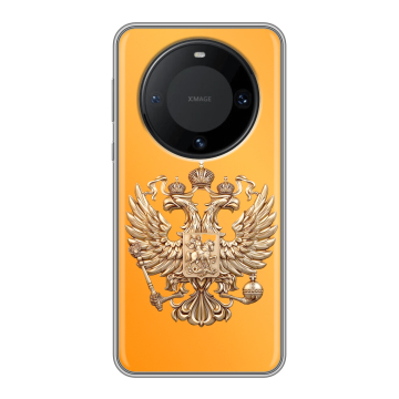 Силиконовый чехол на Huawei Mate 60 Pro с принтом Герб Флаг России