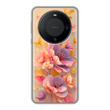 Силиконовый чехол на Huawei Mate 60 Pro с принтом Цветы и бабочки
