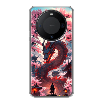 Силиконовый чехол на Huawei Mate 60 Pro с принтом Дракон Японский