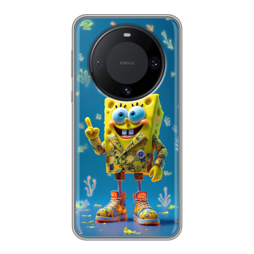 Силиконовый чехол на Huawei Mate 60 Pro с принтом Спанч боб Спанчбоб